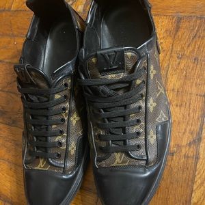 Louis Vuitton Brown Monogram Canvas And Black Leather Slalom Low Top  Sneakers Size 41 Louis Vuitton